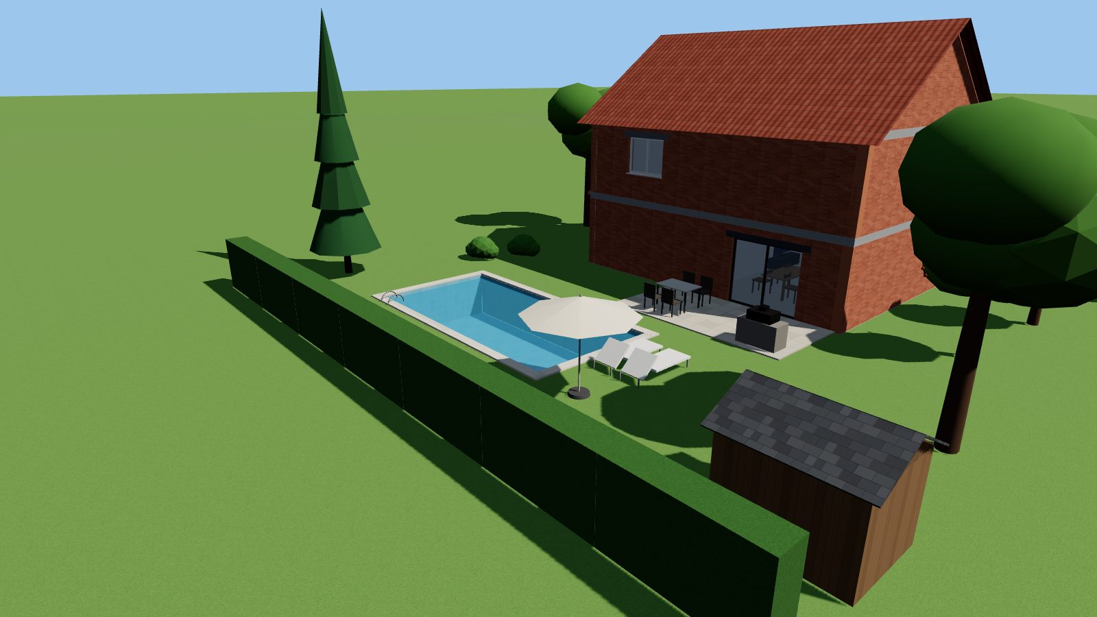 Jardin avec piscine